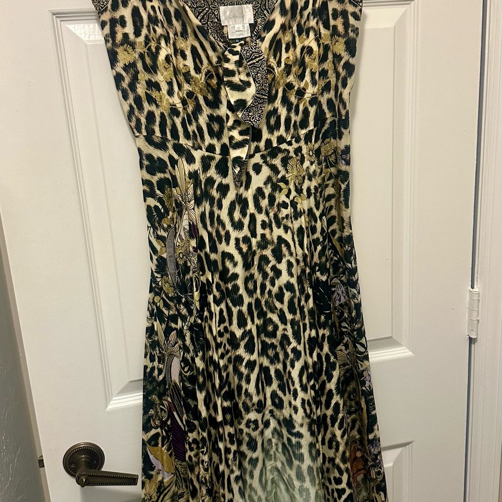 Camilla Brown and Black Midi Dress with Leopard Print - Picture 6 of 9